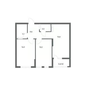 2-к квартира, строящийся дом, 57м2, 5/18 этаж