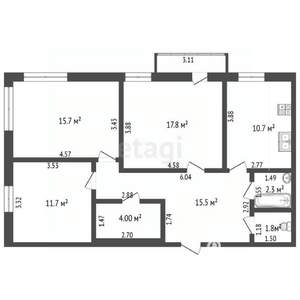 3-к квартира, вторичка, 80м2, 7/9 этаж