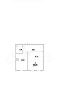 1-к квартира, вторичка, 44м2, 2/3 этаж