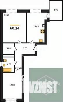 2-к квартира, вторичка, 60м2, 3/9 этаж