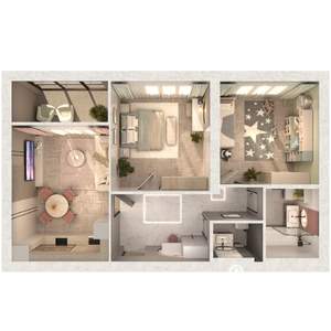 2-к квартира, сданный дом, 69м2, 1/4 этаж