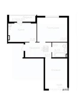 2-к квартира, вторичка, 59м2, 4/4 этаж