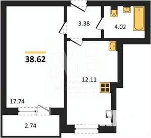 1-к квартира, вторичка, 39м2, 8/9 этаж