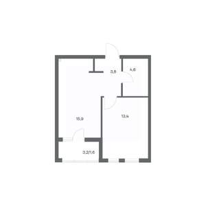 1-к квартира, строящийся дом, 39м2, 2/18 этаж