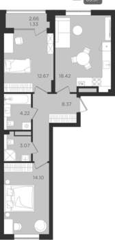 Студия квартира, вторичка, 62м2, 2/9 этаж