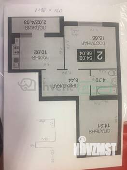 2-к квартира, вторичка, 54м2, 2/5 этаж