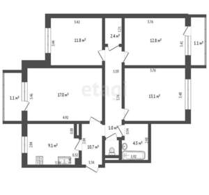 4-к квартира, вторичка, 82м2, 4/9 этаж