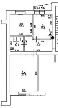 2-к квартира, вторичка, 65м2, 2/9 этаж