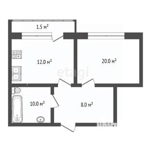 1-к квартира, вторичка, 46м2, 12/19 этаж