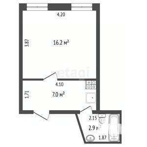 1-к квартира, вторичка, 26м2, 1/5 этаж