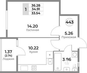 1-к квартира, вторичка, 35м2, 6/10 этаж
