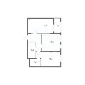 2-к квартира, строящийся дом, 73м2, 2/8 этаж