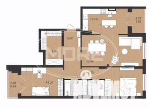 3-к квартира, вторичка, 92м2, 1/4 этаж