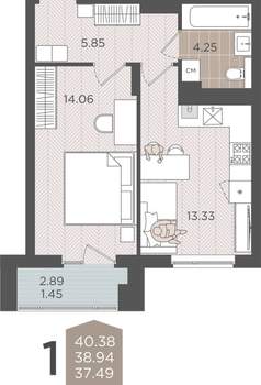 Студия квартира, вторичка, 39м2, 6/9 этаж