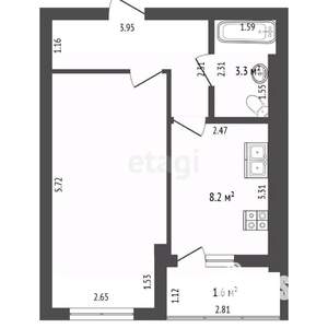 1-к квартира, сданный дом, 34м2, 9/9 этаж