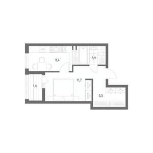 1-к квартира, строящийся дом, 36м2, 8/8 этаж