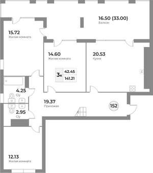 3-к квартира, вторичка, 141м2, 7/7 этаж