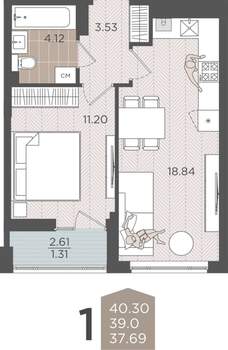 Студия квартира, вторичка, 39м2, 7/9 этаж