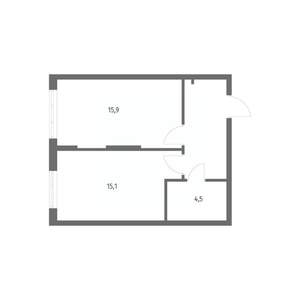 1-к квартира, строящийся дом, 43м2, 1/8 этаж