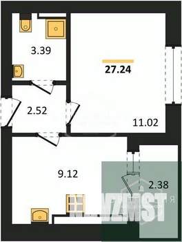 1-к квартира, вторичка, 27м2, 7/9 этаж