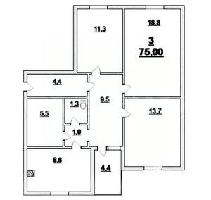 3-к квартира, вторичка, 74м2, 4/5 этаж