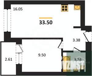 1-к квартира, вторичка, 34м2, 1/9 этаж