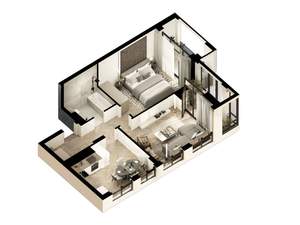 2-к квартира, строящийся дом, 61м2, 2/7 этаж