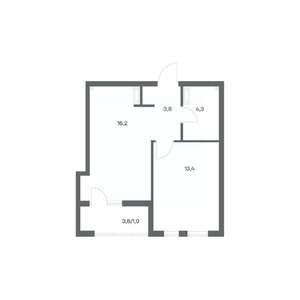 1-к квартира, строящийся дом, 40м2, 4/18 этаж