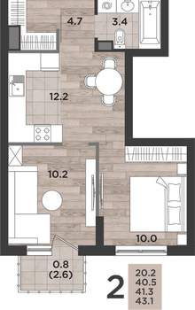 2-к квартира, вторичка, 41м2, 13/14 этаж
