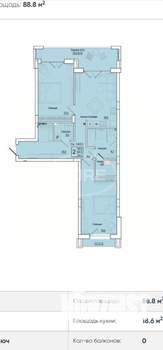 3-к квартира, вторичка, 89м2, 4/14 этаж