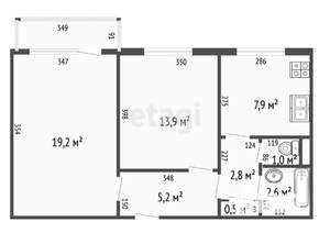 2-к квартира, вторичка, 54м2, 1/5 этаж