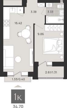 Студия квартира, вторичка, 35м2, 9/9 этаж