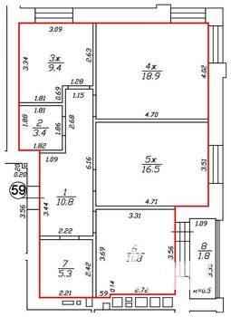 3-к квартира, строящийся дом, 78м2, 2/10 этаж