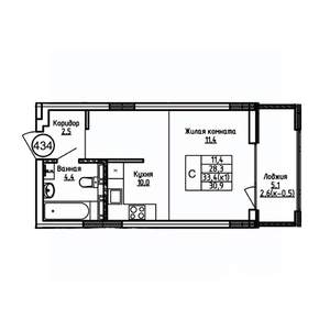 Студия квартира, вторичка, 31м2, 2/9 этаж