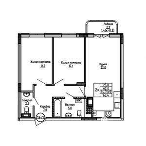 2-к квартира, вторичка, 63м2, 2/9 этаж