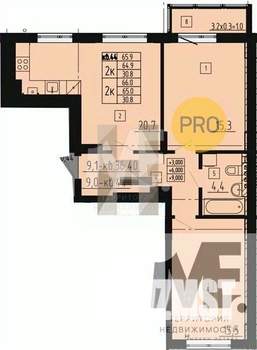 2-к квартира, вторичка, 66м2, 2/8 этаж