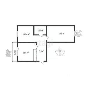 2-к квартира, вторичка, 48м2, 5/5 этаж