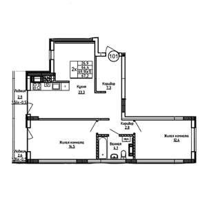 2-к квартира, вторичка, 67м2, 2/9 этаж