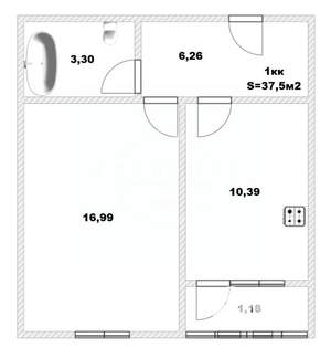 1-к квартира, вторичка, 38м2, 5/9 этаж