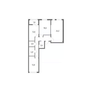 3-к квартира, вторичка, 94м2, 4/8 этаж