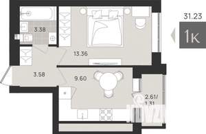 1-к квартира, вторичка, 31м2, 5/9 этаж