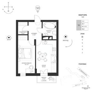 1-к квартира, вторичка, 47м2, 7/7 этаж