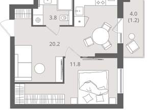 1-к квартира, вторичка, 41м2, 7/7 этаж