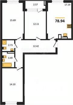 2-к квартира, вторичка, 56м2, 1/9 этаж