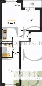 2-к квартира, вторичка, 56м2, 3/9 этаж