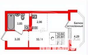 Студия квартира, вторичка, 25м2, 3/9 этаж
