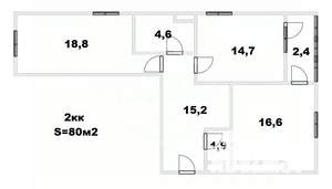 2-к квартира, вторичка, 80м2, 7/7 этаж