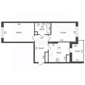 2-к квартира, вторичка, 50м2, 13/16 этаж