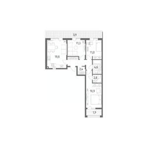 3-к квартира, вторичка, 82м2, 7/8 этаж