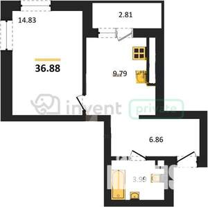 1-к квартира, вторичка, 37м2, 7/9 этаж